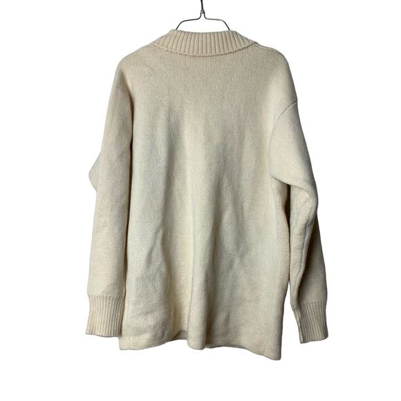 Bern Conrad Ivory 100% wool collared double breasted oversized cardigan Sz large - Picture 4 of 10